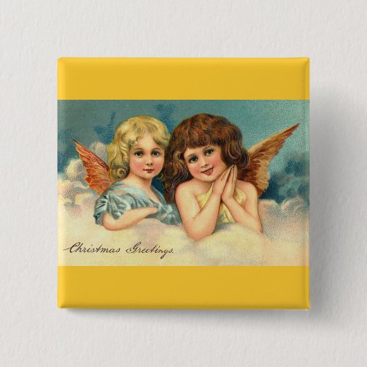 Kerstangels Vierkante Button 5,1 Cm (Voorkant)