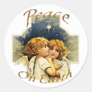 KerstAngels-Vrede op Aarde Ronde Sticker