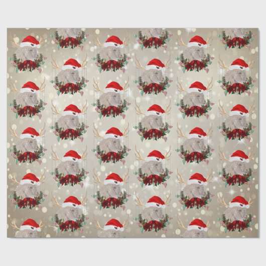 Kerstangst Kind Geitte Poinsettia Wreator Cadeaupapier (Vlak)