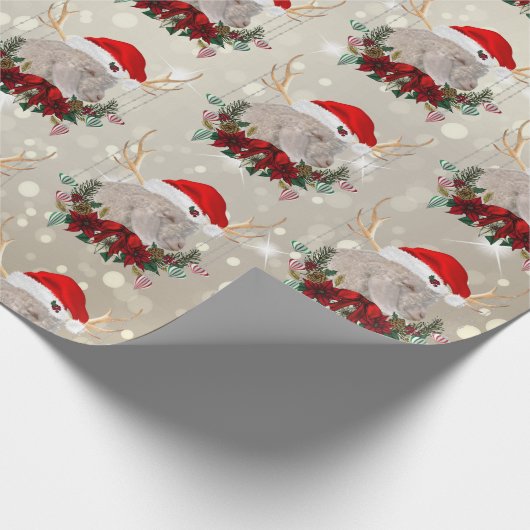 Kerstangst Kind Geitte Poinsettia Wreator Cadeaupapier (Hoek)