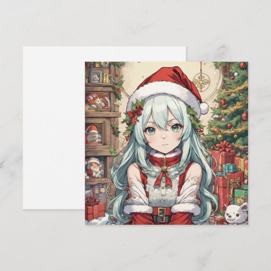 kerstanime feestdagenkaart (Voorkant / Achterkant)