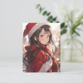 Kerstanimme Girl Feestdagenkaart (Staand voorkant)