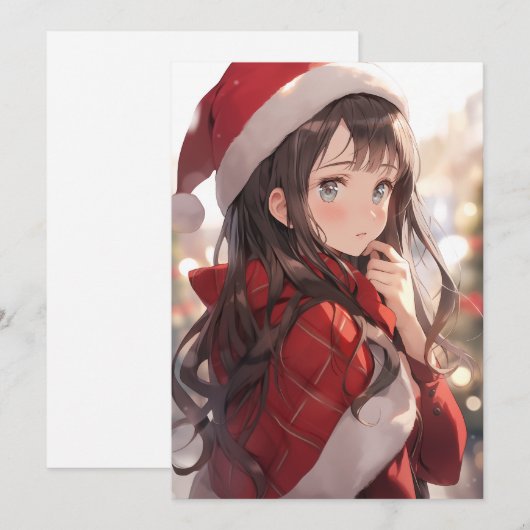 Kerstanimme Girl Feestdagenkaart (Voorkant / Achterkant)