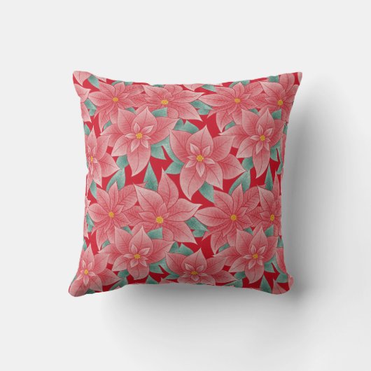 Kerstanjelier met monogram Rood Kerstmis Poinsetti Kussen (Achterkant)