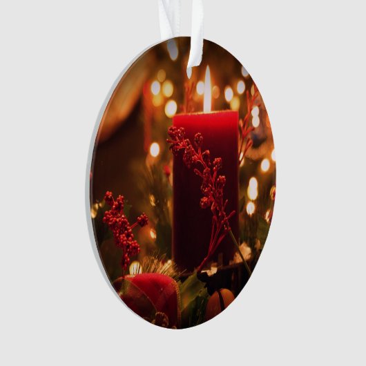 Kerstannament acrylronde lichtkaars ornament (voorkant)