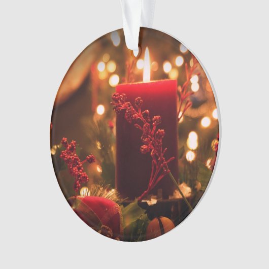 Kerstannament acrylronde lichtkaars ornament (voorkant)