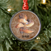 Kerstannament Cowboy's Boot & Pet met verf