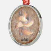 Kerstannament Cowboy's Boot & Pet met verf Metalen Ornament (Links)