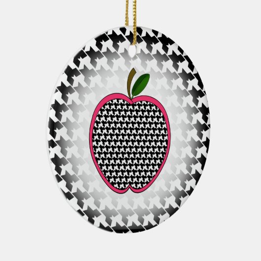 Kerstannament leraar - Houndstooth Apple Keramisch Ornament (Rechts)