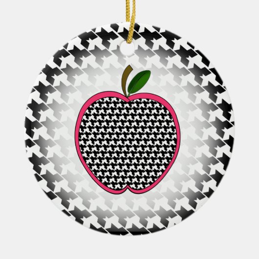 Kerstannament leraar - Houndstooth Apple Keramisch Ornament (Voorkant)