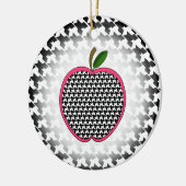 Kerstannament leraar - Houndstooth Apple Keramisch Ornament (Links)