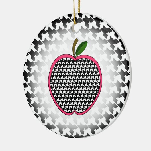 Kerstannament leraar - Houndstooth Apple Keramisch Ornament (Links)