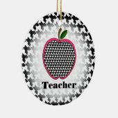 Kerstannament leraar - Houndstooth Apple Keramisch Ornament (Rechts)