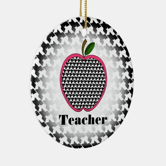 Kerstannament leraar - Houndstooth Apple Keramisch Ornament (Rechts)