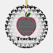 Kerstannament leraar - Houndstooth Apple Keramisch Ornament (Voorkant)