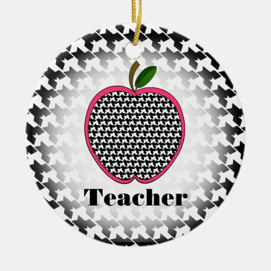 Kerstannament leraar - Houndstooth Apple Keramisch Ornament (Voorkant)