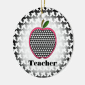 Kerstannament leraar - Houndstooth Apple Keramisch Ornament (Links)