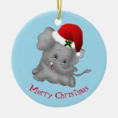 Kerstannament-Santa Elephant Keramisch Ornament (Voorkant)
