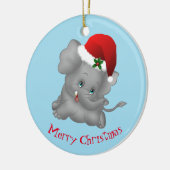 Kerstannament-Santa Elephant Keramisch Ornament (Links)