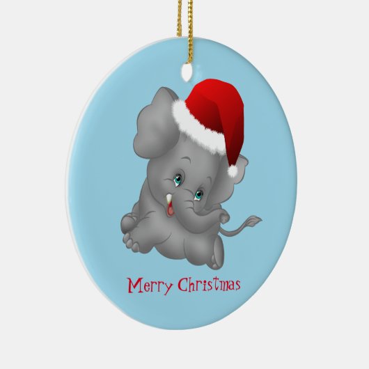 Kerstannament-Santa Elephant Keramisch Ornament (Rechts)