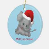 Kerstannament-Santa Elephant Keramisch Ornament (Links)