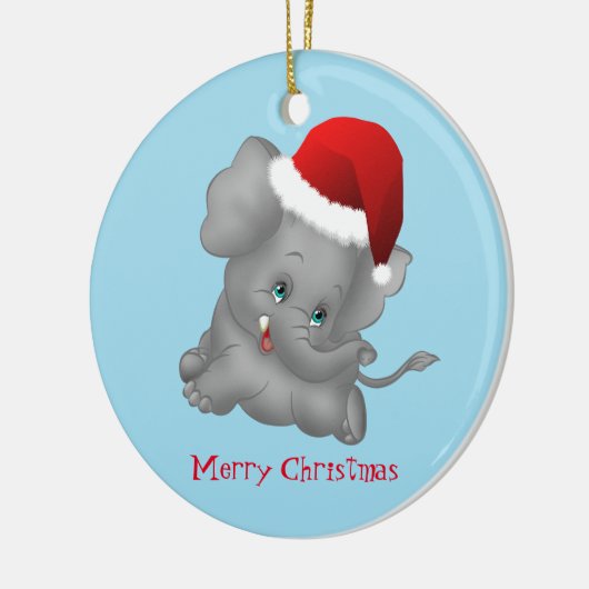 Kerstannament-Santa Elephant Keramisch Ornament (Links)