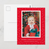 Kerstansichtkaart met rode achtergrond en polka st briefkaart (Voorkant / Achterkant)