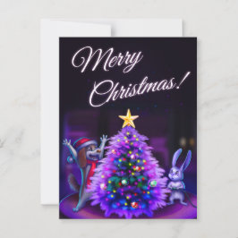 Kerstansichtkaart met schattige dieren briefkaart