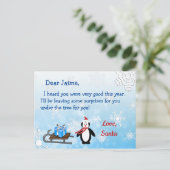 Kerstansichtkaart van de Kerstman aan een kind Feestdagenkaart (Staand voorkant)