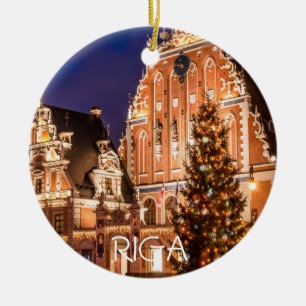 Kerstansichtkaart van Riga Keramisch Ornament