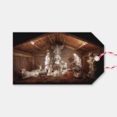 Kerstantieke Jezus Natitivity Manger Scene Cadeaulabel (Voorkant (Horizontaal))