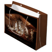 Kerstantieke Jezus Natitivity Manger Scene Groot Cadeauzakje (Voorkant Gekanteld)