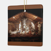 Kerstantieke Jezus Natitivity Manger Scene Keramisch Ornament (Links)