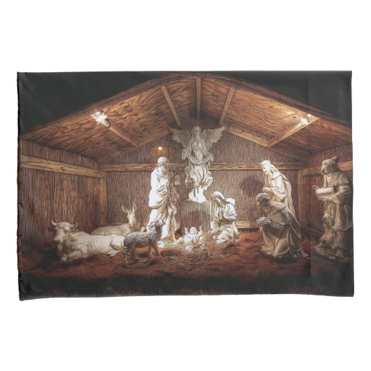 Kerstantieke Jezus Natitivity Manger Scene Kussensloop (Voorkant-Rechts)