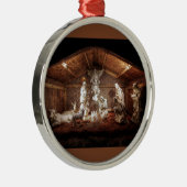 Kerstantieke Jezus Natitivity Manger Scene Metalen Ornament (Rechts)