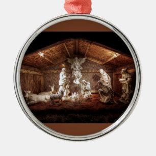 Kerstantieke Jezus Natitivity Manger Scene Metalen Ornament
