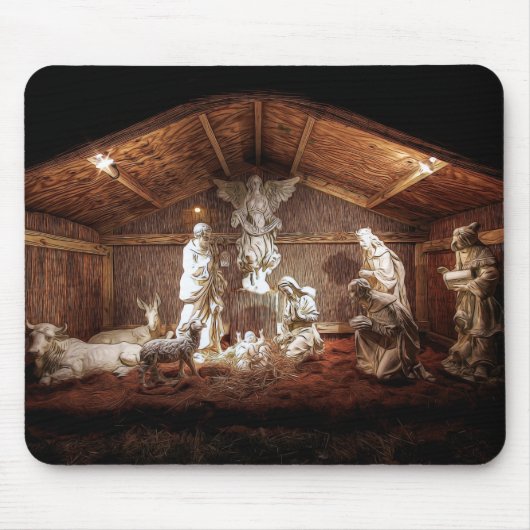 Kerstantieke Jezus Natitivity Manger Scene Muismat (Voorkant)