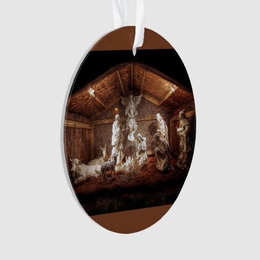 Kerstantieke Jezus Natitivity Manger Scene Ornament (voorkant)