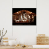 Kerstantieke Jezus Natitivity Manger Scene Poster (Keuken)