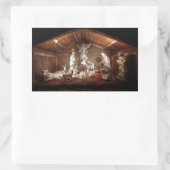 Kerstantieke Jezus Natitivity Manger Scene Rechthoekige Sticker (Tas)