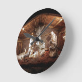 Kerstantieke Jezus Natitivity Manger Scene Ronde Klok (Hoek)