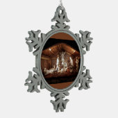 Kerstantieke Jezus Natitivity Manger Scene Tin Sneeuwvlok Ornament (Links)