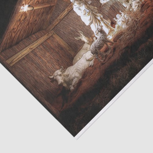 Kerstantieke Jezus Natitivity Manger Scene Tissuepapier (Detail)