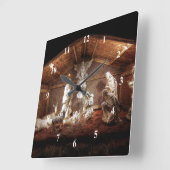 Kerstantieke Jezus Natitivity Manger Scene Vierkante Klok (Hoek)