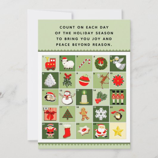 Kerstantieke kalenderkaarten feestdagenkaart (Voorkant)