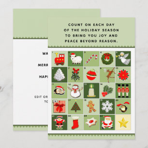 Kerstantieke kalenderkaarten feestdagenkaart