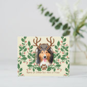 KerstAntlers voor honden/katten - Persoonlijke fot Feestdagenkaart (Staand voorkant)