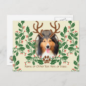 KerstAntlers voor honden/katten - Persoonlijke fot Feestdagenkaart (Voorkant / Achterkant)