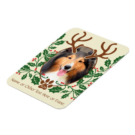 KerstAntlers voor honden/katten - Persoonlijke fot Magneet (Linkerzijde)