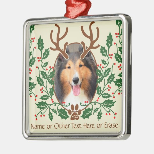 KerstAntlers voor honden/katten - Persoonlijke fot Metalen Ornament (Links)